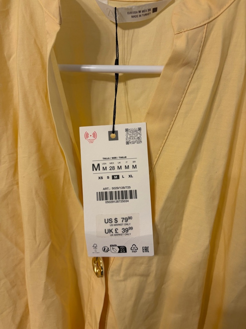 Zara Pale Yellow Sleeveless Belted Midi Dress new 100% cotton graduation - Picture 7 of 8